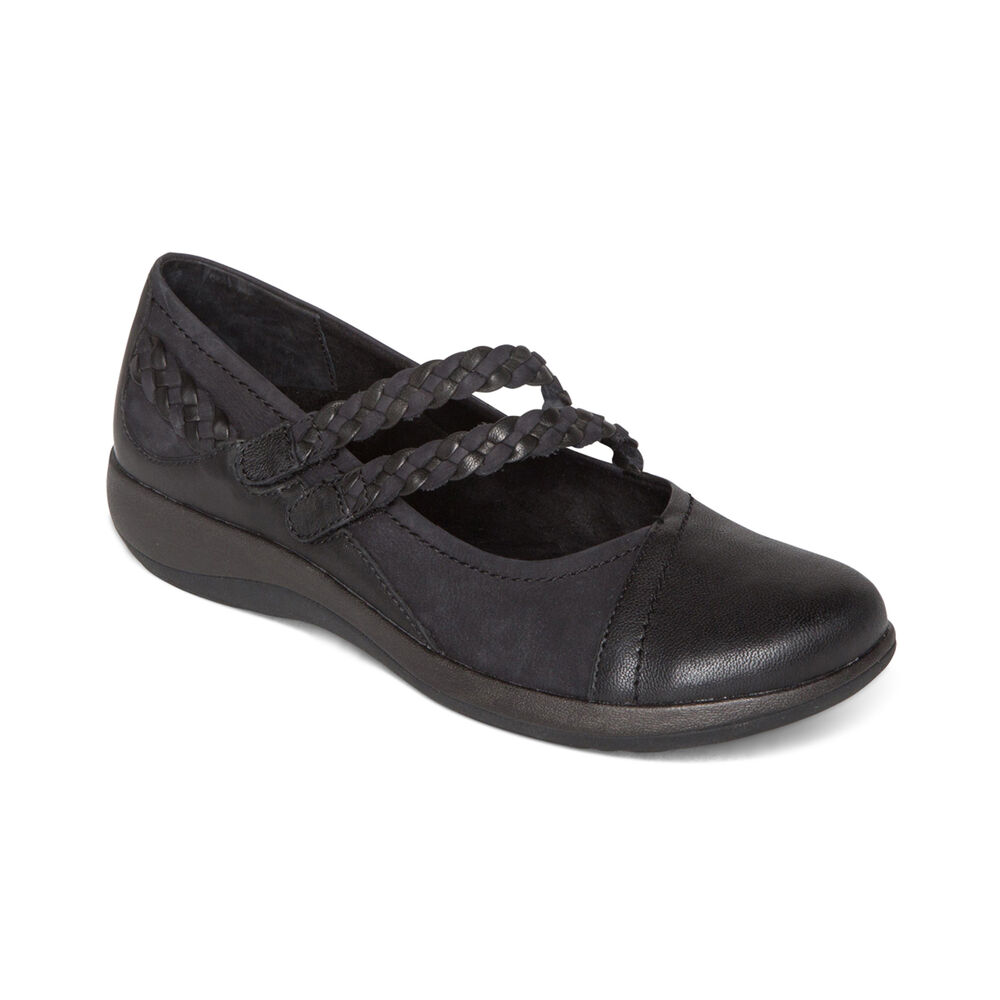 Aetrex Women's Annie Mary Jane Dress Shoes - Black | USA TEXO5PG